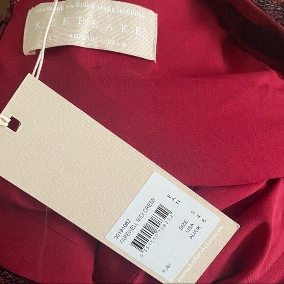 Keepsake Dress NWT Farewell Sequin Red Puff Sleeve Dress new 4 - Picture 12 of 13